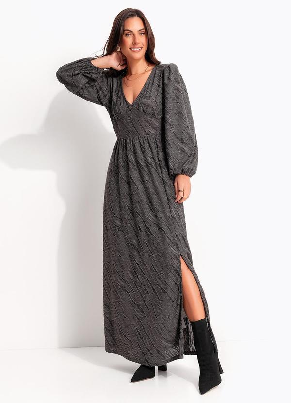 Vestido Chumbo em Malha Jacquard Texturizada