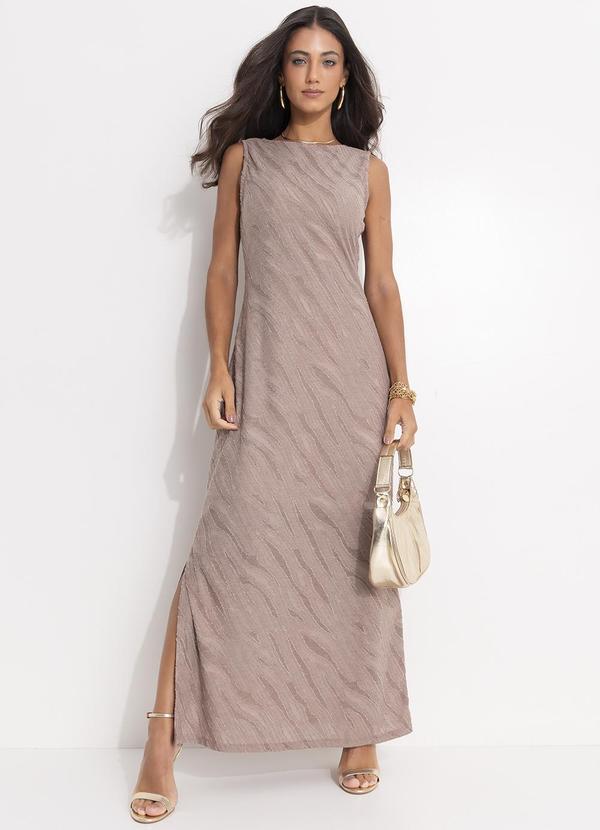 Vestido Coluna em Malha Jacquard Texturizada