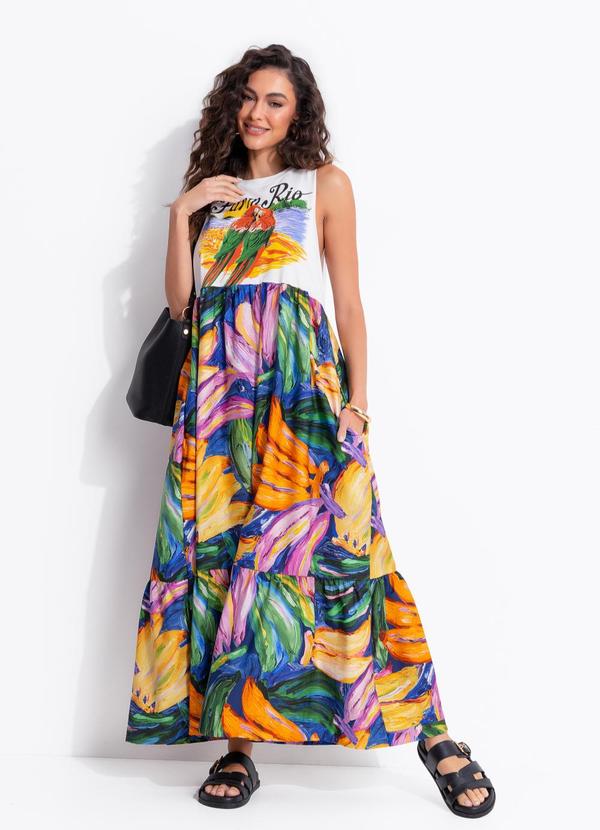 Vestido Combinho Araras Namorando Azul