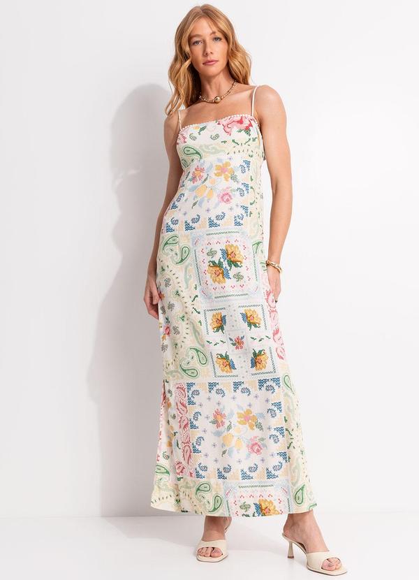 Vestido Cropped Borda Bandana Bege