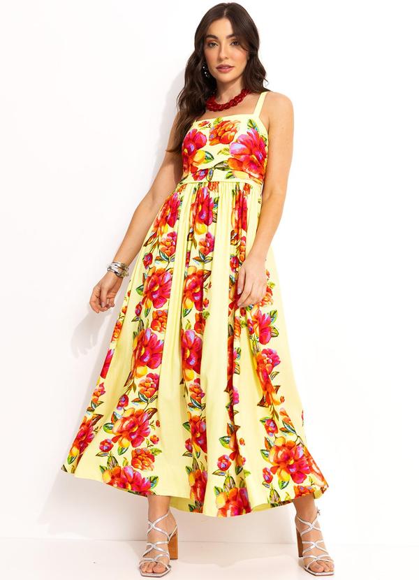 Vestido Cropped em Viscolinho Amarelo