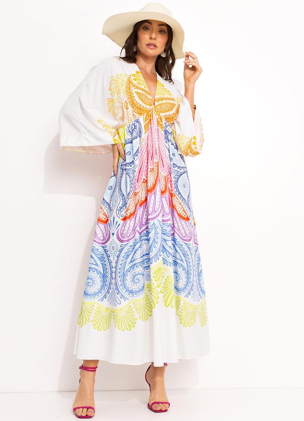 Vista 2 Vestido Cropped em Viscose Bege FARM FARM