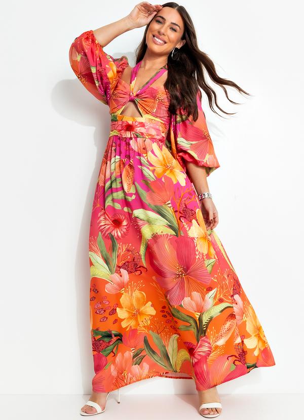 Vista 2 Vestido Cropped em Viscose Laranja FARM FARM