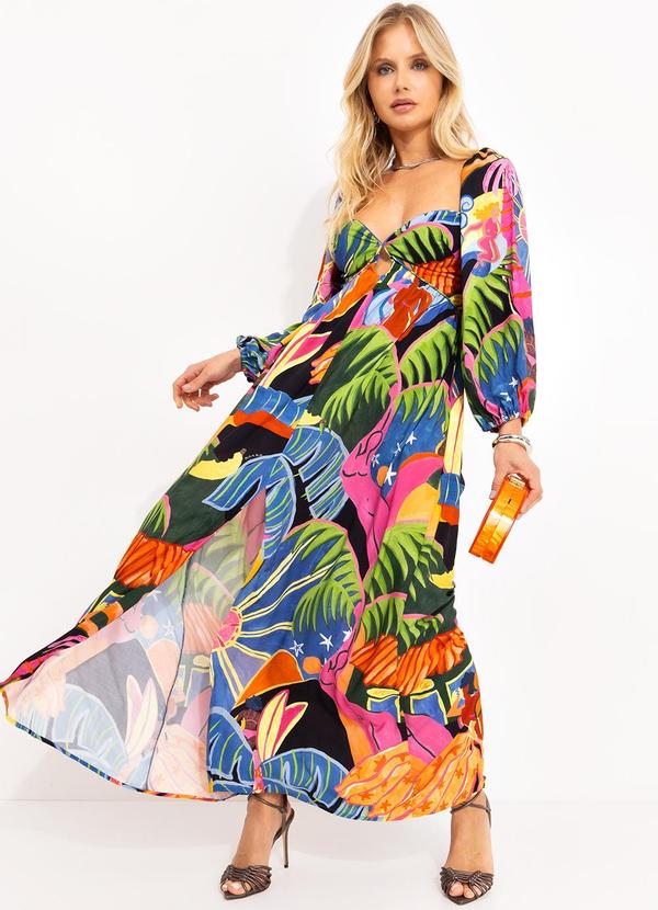 Vista 2 Vestido Cropped Fantasia Preto FARM FARM