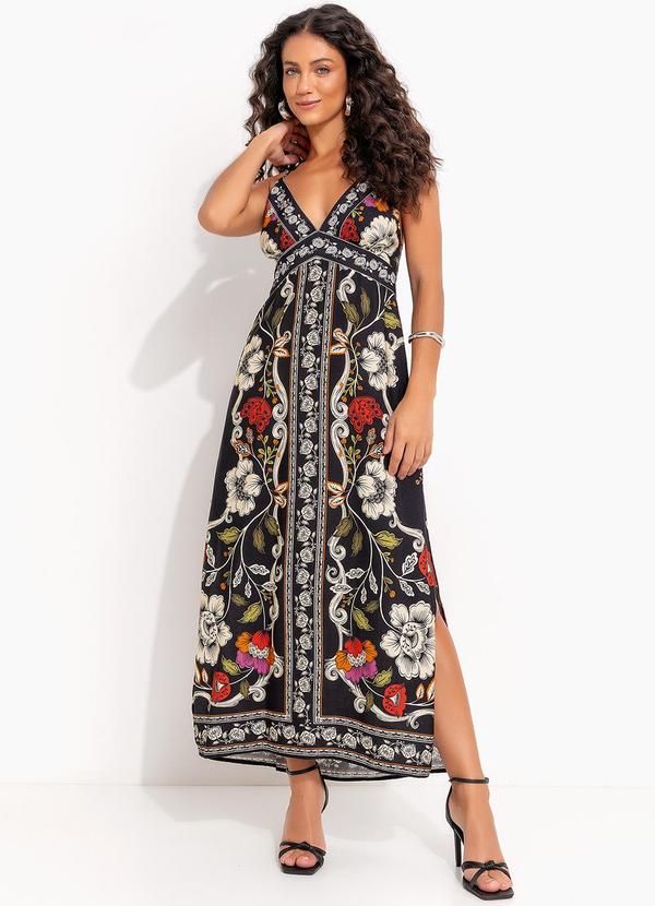 Vestido Cropped Flor de Fita Preto