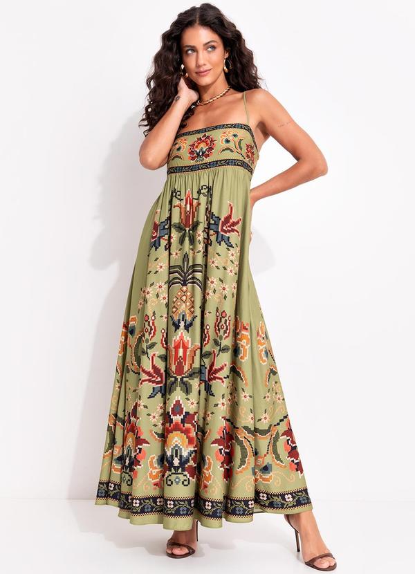 Vestido Cropped Flor de Jardim Verde