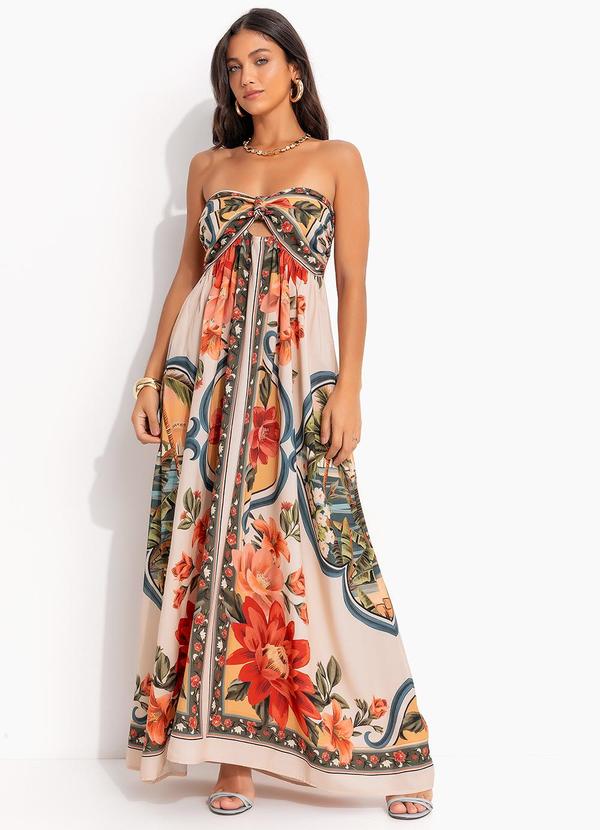 Vista 2 Vestido Cropped Flor do Rio Bege FARM FARM