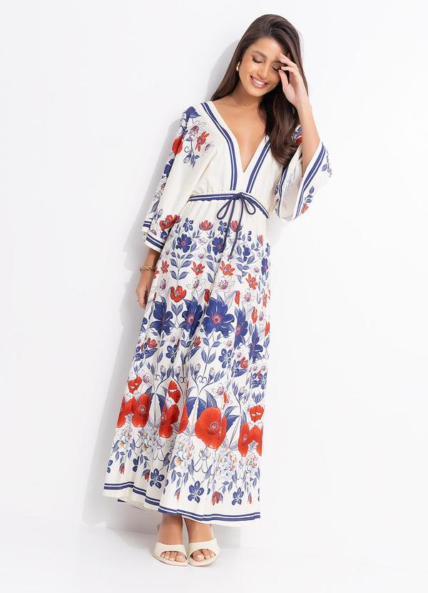 Vestido Cropped Floral Lina Bege
