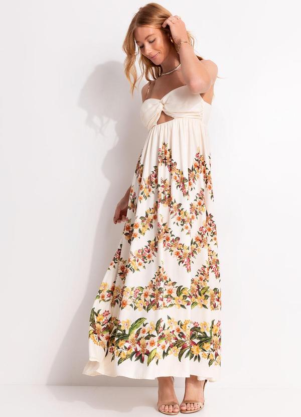 Vista 2 Vestido Cropped Floral Mali Bege FARM FARM