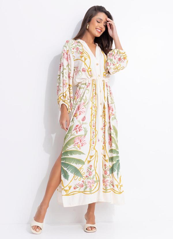 Vestido Cropped Floral Nusa Bege