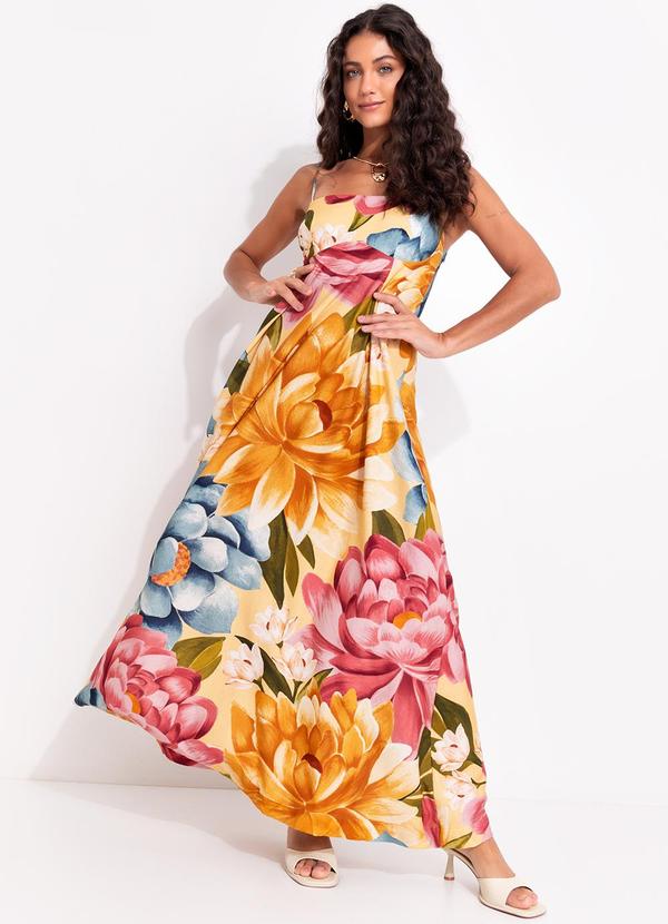 Vestido Cropped Floral Rebeca Amarelo