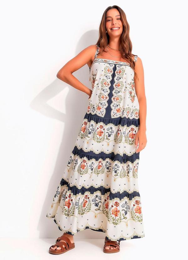 Vestido Cropped Floral Sereno Bege