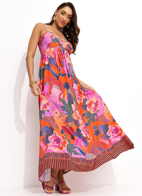 Vestido Cropped Floresta Florida Rosa