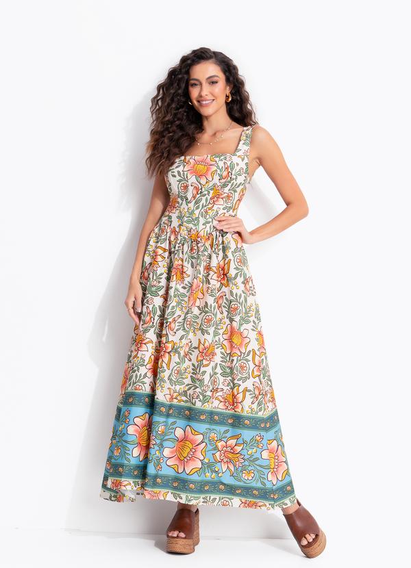 Vestido Cropped Jardim Boho Bege
