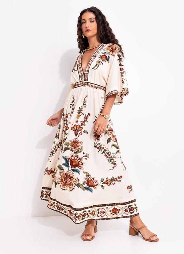 Vestido Cropped Jardim Majestoso Bege