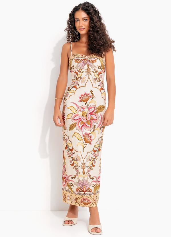 Vestido Cropped Jardim Majestoso Bege
