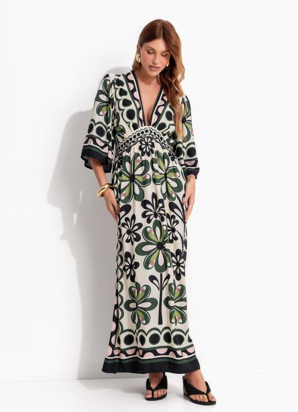 Vestido Cropped Manga Longa Florara Preto
