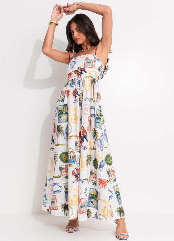 Vestido Cropped Tropical Vintage Off White