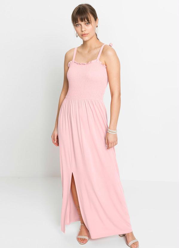 Vestido de Alça Longo Rosa Claro