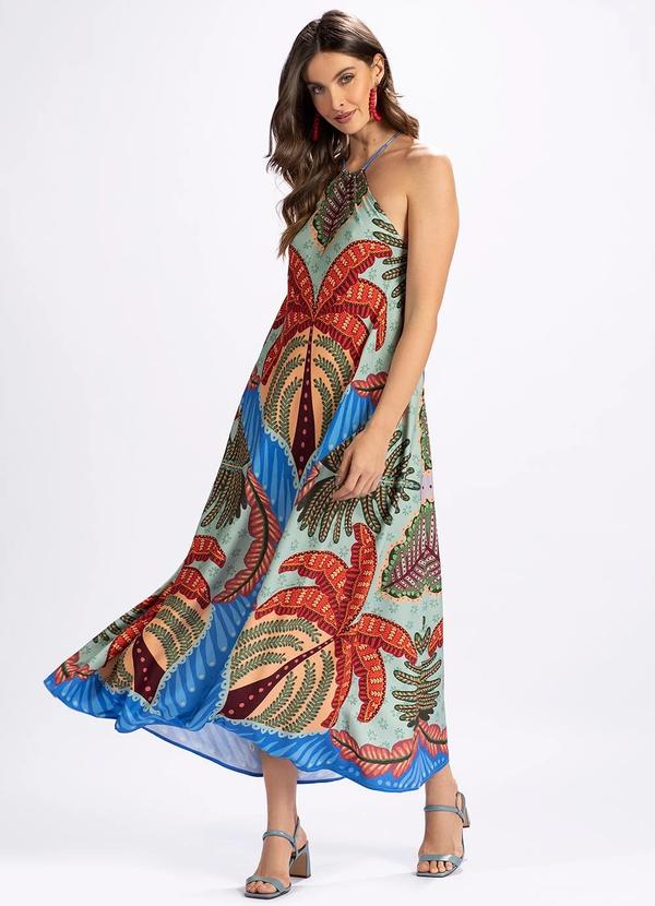Vestido em Viscose Lenço Beleza Azul