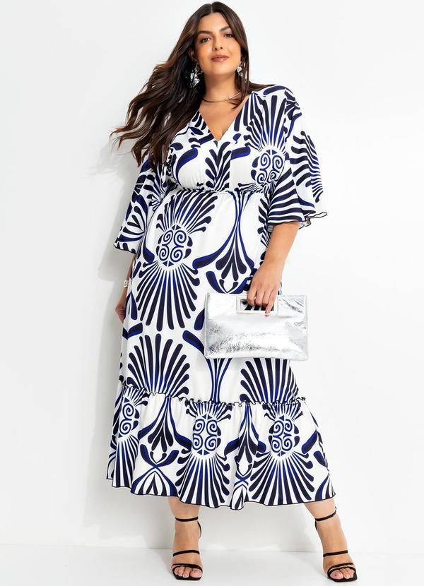 Vestido Étnico Azul em Malha Fria