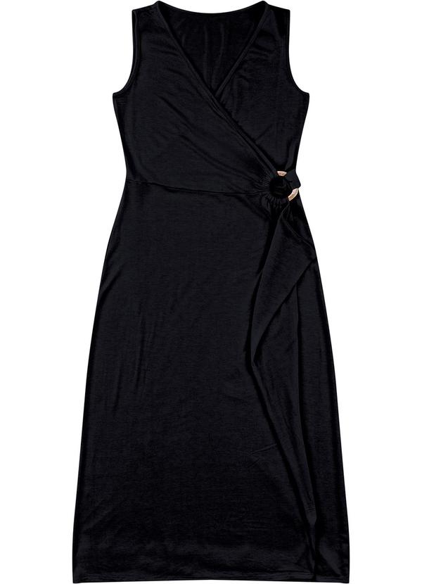 Vestido Evasê Transpassado Preto