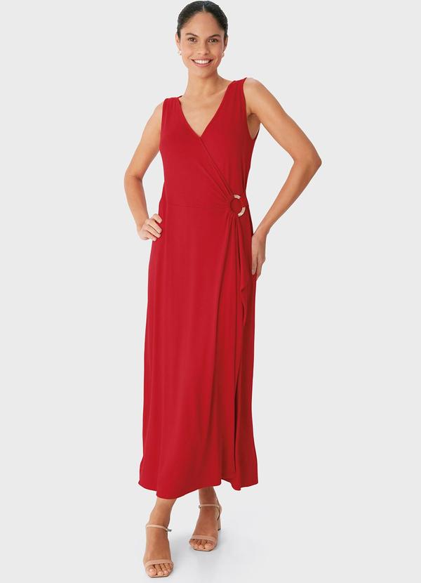 Vestido Evasê Transpassado Vermelho