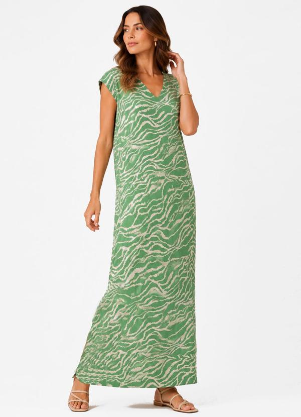 Vestido Feminino com Decote em V Verde
