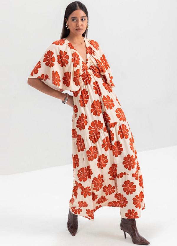Vestido Feminino em Viscose  Bege