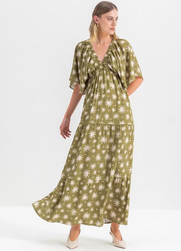 Vista 2 Vestido Feminino em Viscose Verde Essendi Essendi