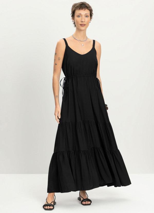 Vestido Feminino Longo Alfaiataria Preto