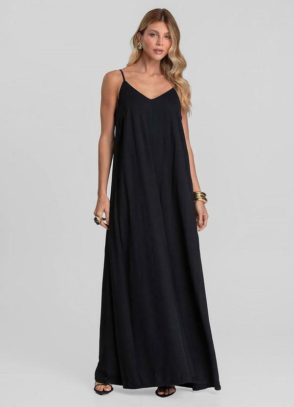 Vestido Feminino Longo em Tecido Preto