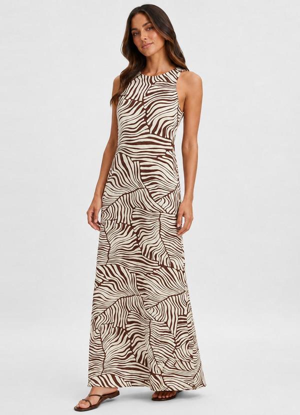 Vestido Feminino Longo Viscotorcion Bege