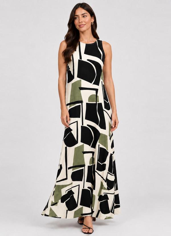 Vestido Feminino Longo Viscotorcion Bege