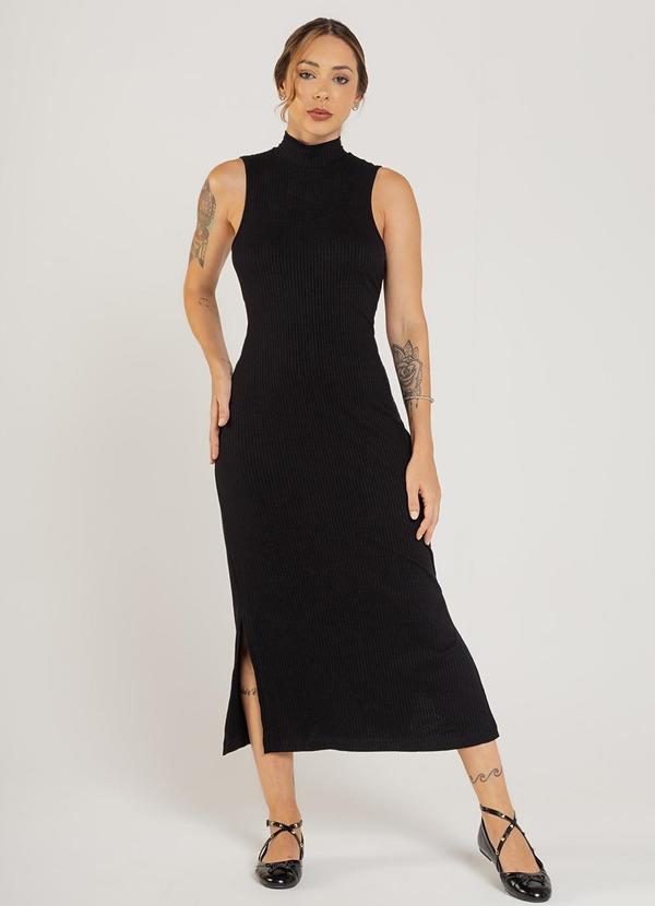 Vestido Feminino Ribana Canelada Preto