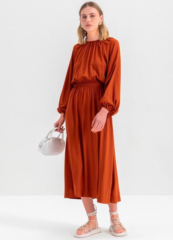 Vista 2 Vestido Feminino Viscose Marrom Essendi Essendi