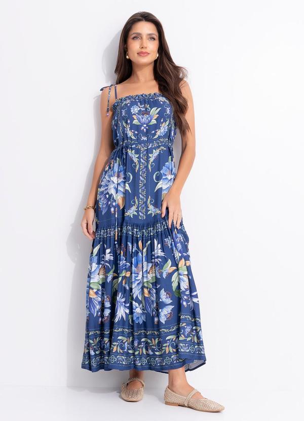Vista 2 Vestido Floral Ana Azul FARM FARM