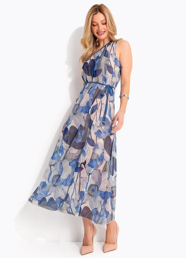 Vestido Floral Azul em Tule