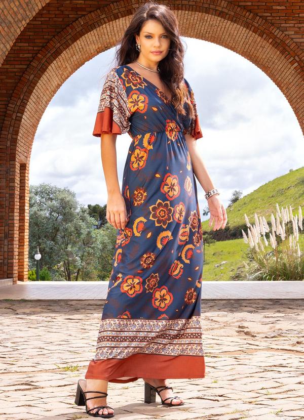 Vestido Floral Boho em Malha Fria