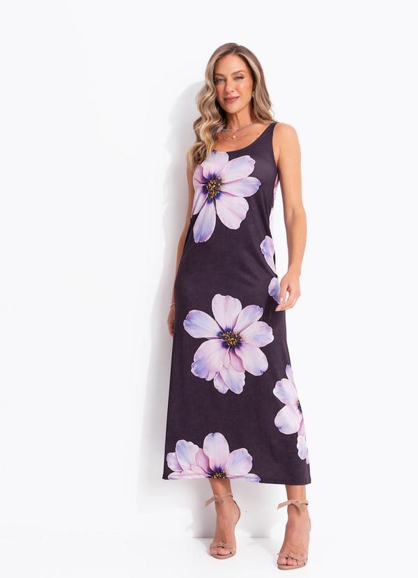 Vestido Floral Maxi em Malha Fria