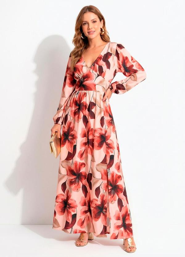 Vestido Floral Pincelado em Malha Fria