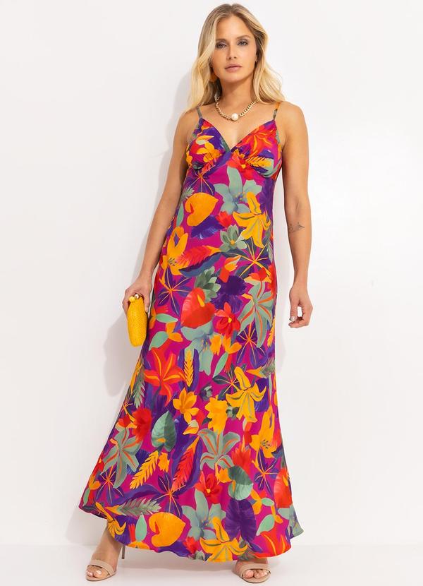 Vestido Floral Tropical Roxo
