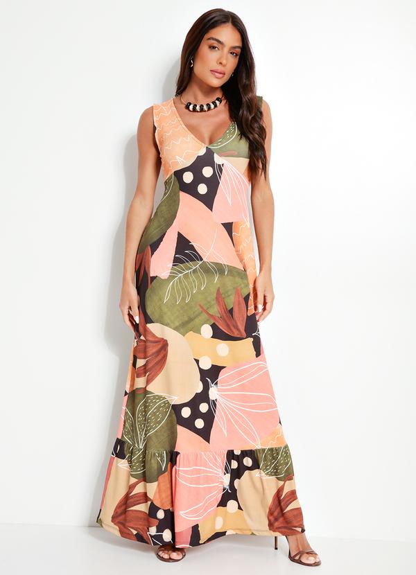 Vestido Folhagem Orgânica em Canelado