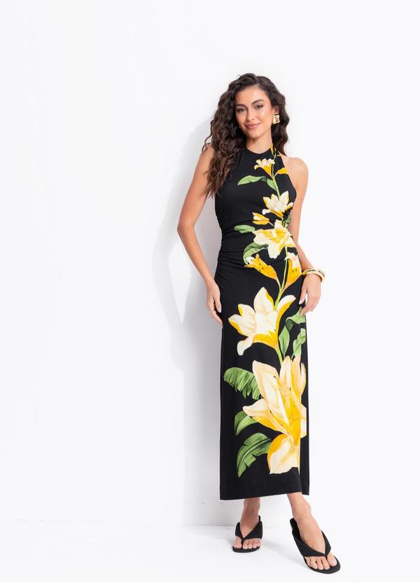 Vestido Frente Unica Flor Nana Preto