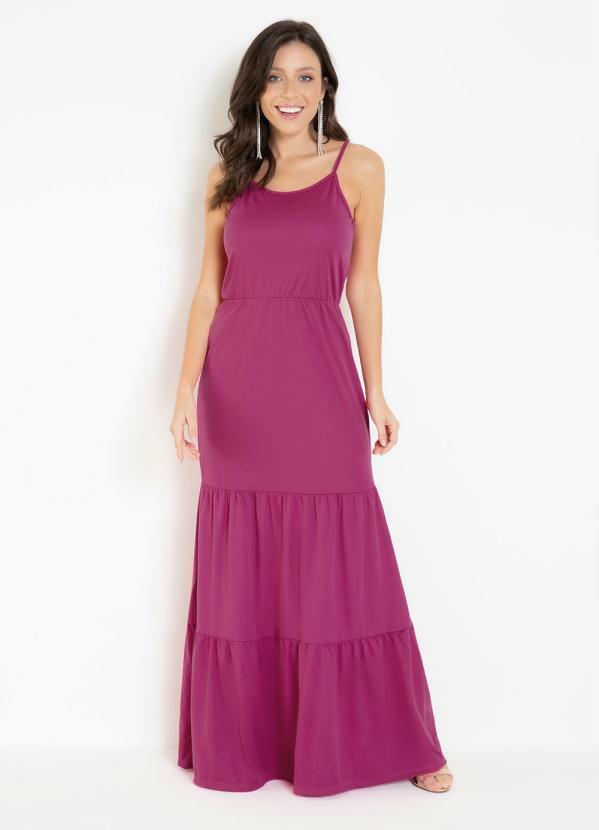Vestido Fúcsia com Recortes em Camadas