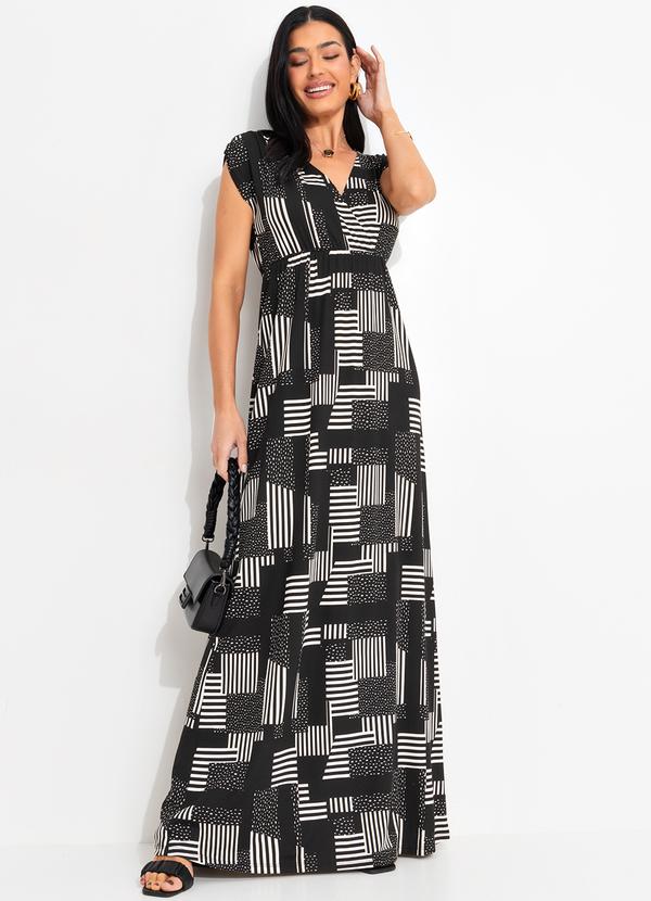 Vestido Geométrico em Malha de Viscose