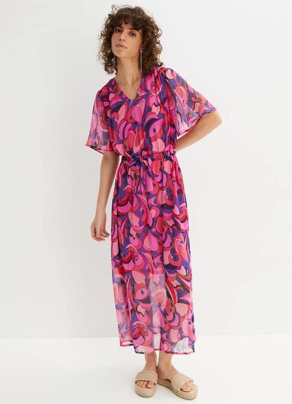 Vestido Geométrico Psicodélico em Tule