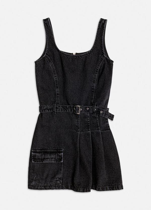 Vestido Jeans Black com Cinto Preto
