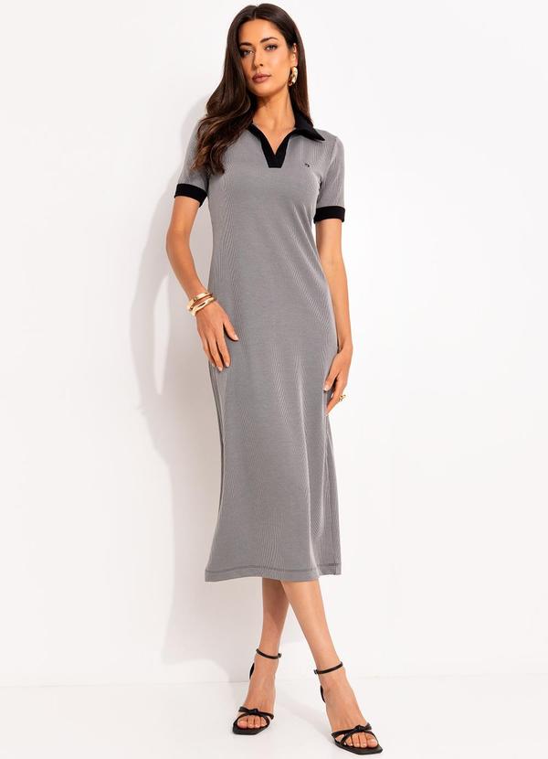 Vestido Listrado Cinza