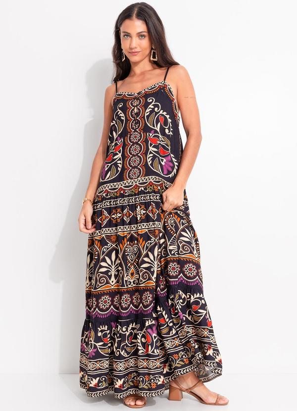 Vista 2 Vestido Longo Adriele Preto FARM FARM